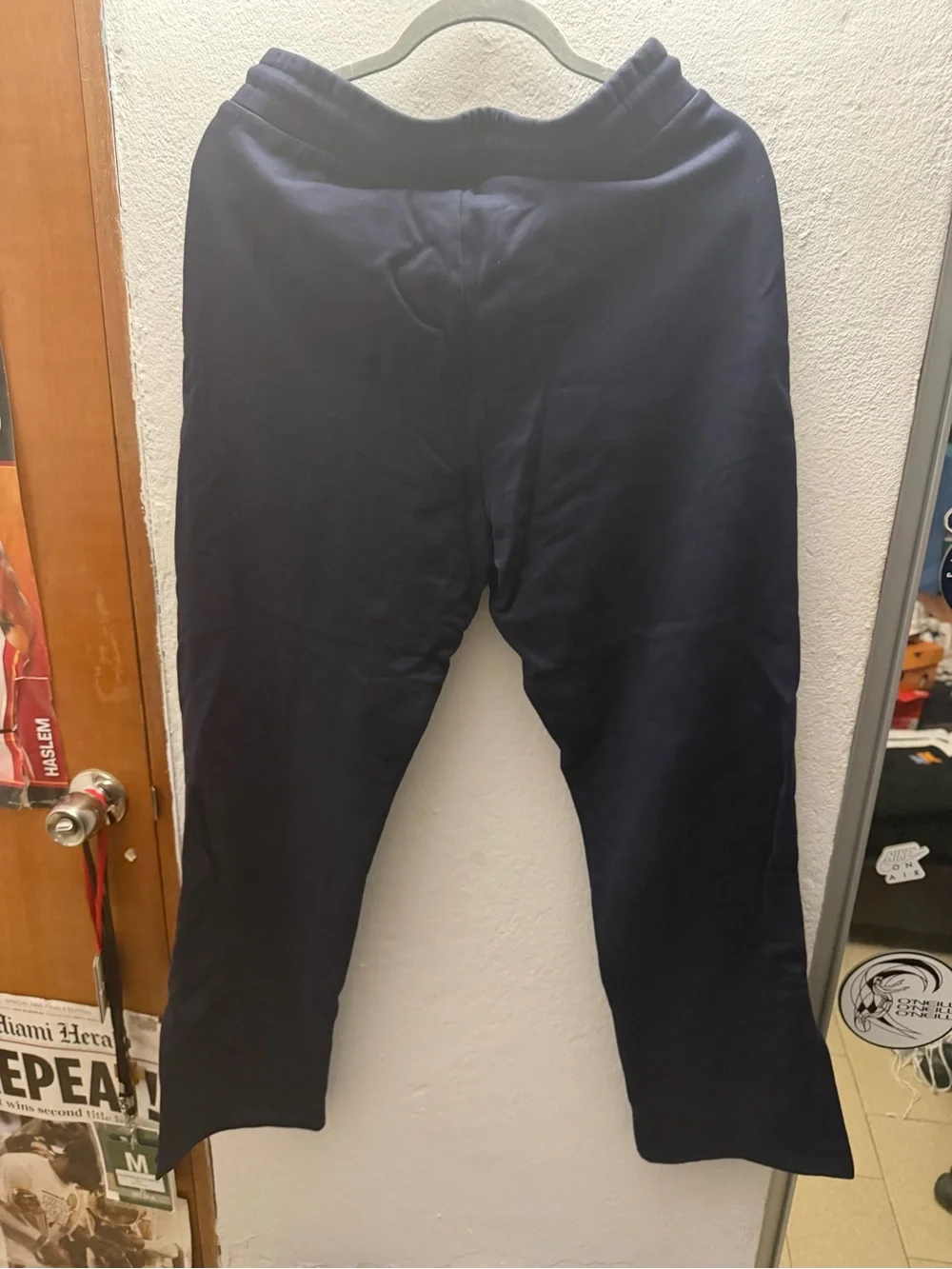 FAVELO WORLDWIDE TRIPLE NAVY BLUE SPLIT HEM PANTS